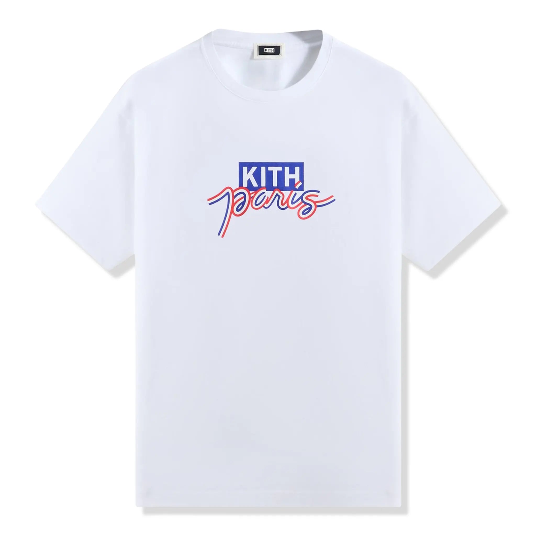 Front View of Kith Paris Classic Logo White T-Shirt KHMG030072-101